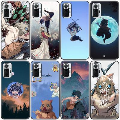 Capa de silicone anime demon slayer inosuke para xiaomi redmi note 11 10 9 8 pro 11t 10t 10s 9s 8t 9 9a 9c 9t capa macia preta