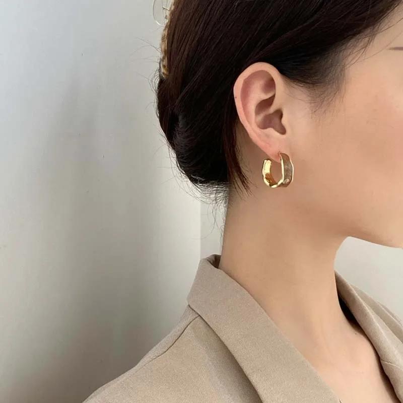 Fashion RetroTemperament Female Ear Ring Simple C Word Drop Oil Earrings Trendy Ins Wind Earrings