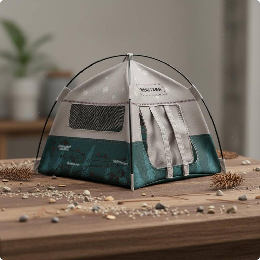 Miniature Camping Tent Dollhouse Ornament for Desktop Green