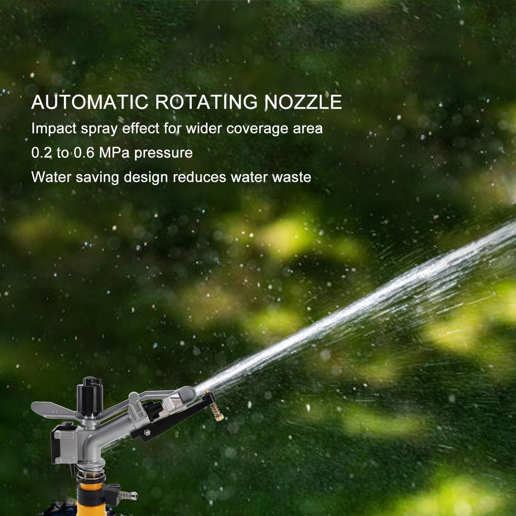 Impact Sprinkler 360 Degree Auto Rotating Large Area Irrigation Sprinkler with 1 Inch FNPT Interface for Yard Garden Lawn