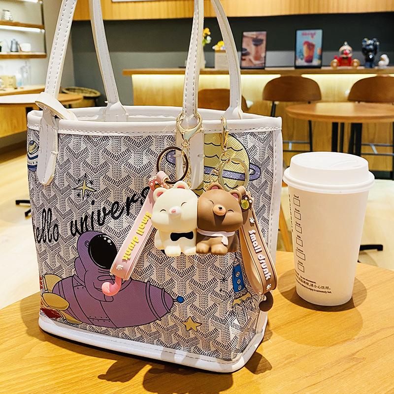 Creative Sticker Keychain Cute Animal Car Figurine Backpack Pendant Couple Small Gift Wholesale