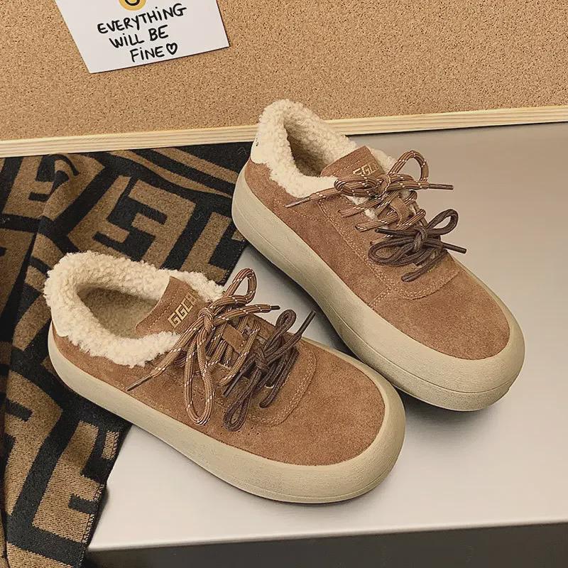 Pantofi de damă Maillard din piele mată cu șireturi duble, Colecția Toamnă 2024: Talpă Groasă Moale Design Retro Alb Universal