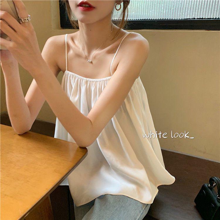 2026 Summer Chic Korean Style Off-the-Shoulder Spaghetti Strap Women's Sleeveless Tank Top