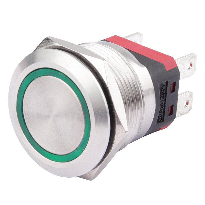 22mm High Current 15A/20A Metal Button Switch with LED Light, 2NO Function