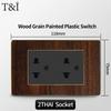 T&I Type 118 Black Retro Wood Grain Wall Plate, US Standard Electrical Outlet Cover with Switch