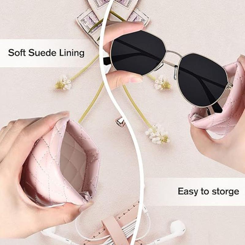 Pack Of 2 Portable PU Glasses Holder Soft Lining Enclosure For Men Women Travel Accessories