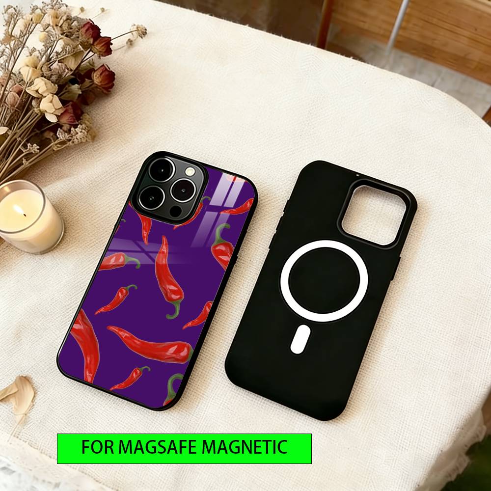 

Чехол Красный Перец Чили для iPhone 17, 16, 15, 14, 13, 12, 11 Plus, Pro Магнитный Для Magsafe Беспроводной Зарядки iPhone16