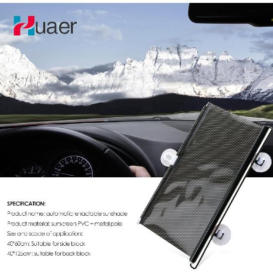 Akozon Car Sunshade, Retractable Windshield Protection Sun Automatic Block Visor Shade for Car (68x125cm(Black))