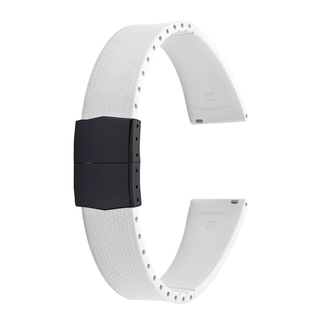 20mm Delugs CTS FKM Gummi Uhrenarmbänder mit 4 Farben Schmetterlingsschließe Einzigartige Textur Schnellverschluss Uhrenarmband für Markenuhr