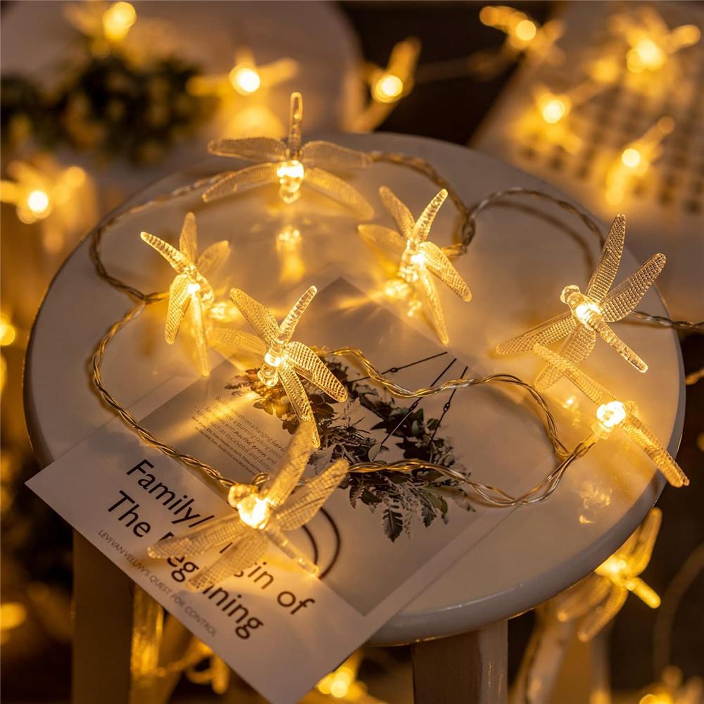 50LED Solar Dragonfly String Lights with 8 Modes Outdoor Garden Fairy Lights Waterproof Solar Powered for Patio Yard Christmas Decor