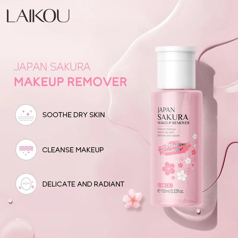 LAIKOU Portable Makeup Remover Lashes Cleansing Liquid Water Lip Eye Gentle Care Make-Up Travel Skin Remover Face Skincare 100ml