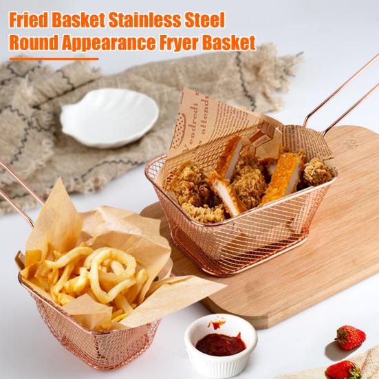 French Fry Serving Basket Mini Chips Deep Fry Baskets Stainless Steel Food Presentation Strainer Ergonomic Grip Fryer Accessory