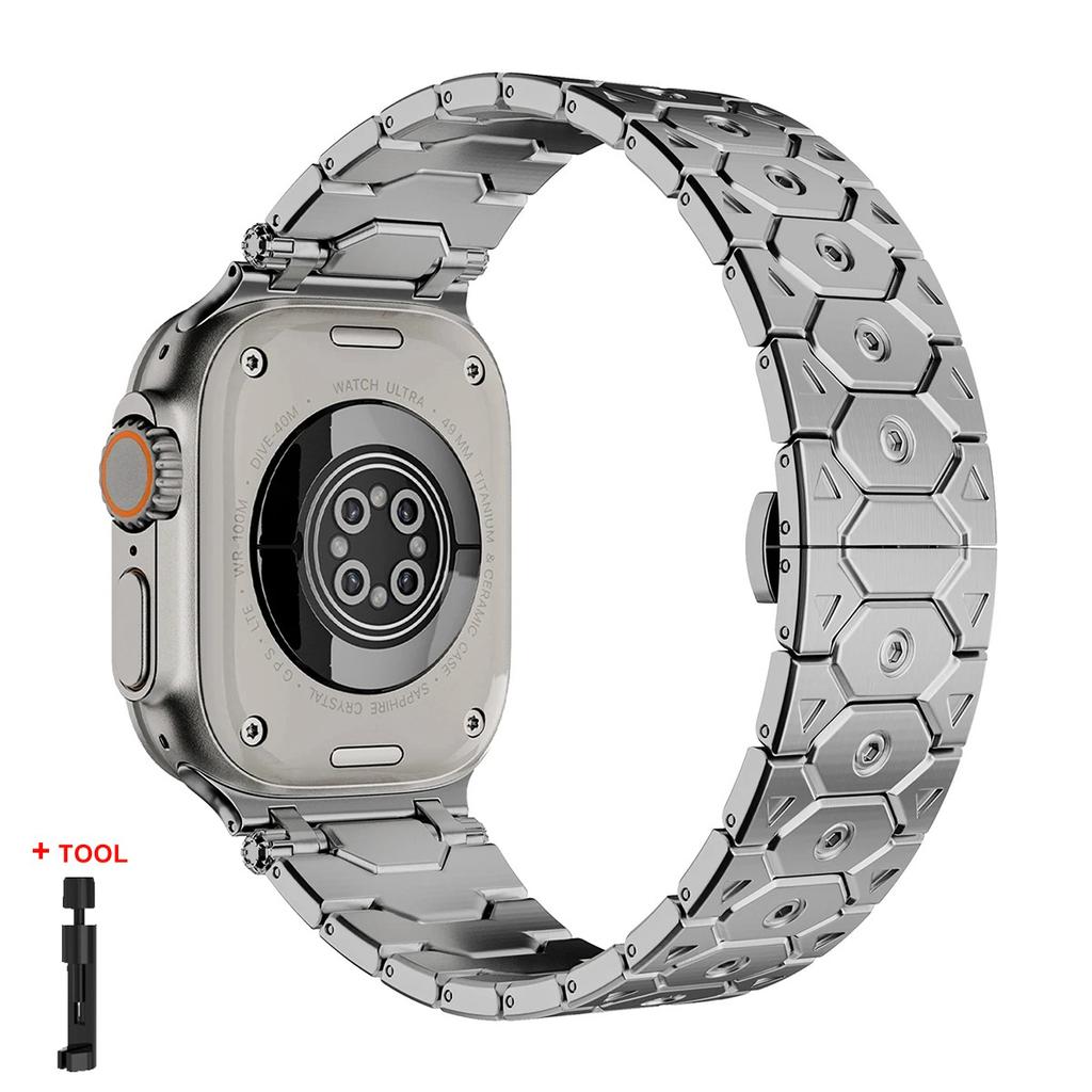 Luxury Titanium Color Strap for Apple Watch 10 Ultra 2 Band 49mm 45mm 44mm 42 Metal Stainless Steel Bracelet Iwatch 9 8 7 6 5 SE