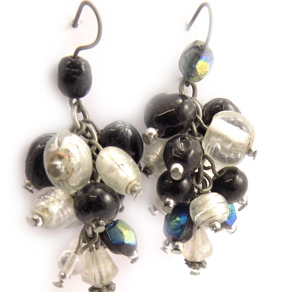 Les Trésors De Lily [D2399] - Boucles Créateur 'Pampa' Noir / Blanc
