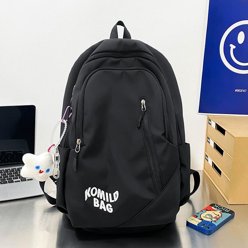Schoolbag female high school student American retro large capacity backpack trendy letter embroidery college student couple backpack