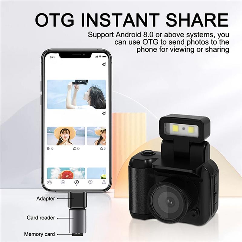 Mini SLR Style Camera Cmos With Flash Light And Charging Dock Portable Video Recorder DV 1080P With LCD Screen A