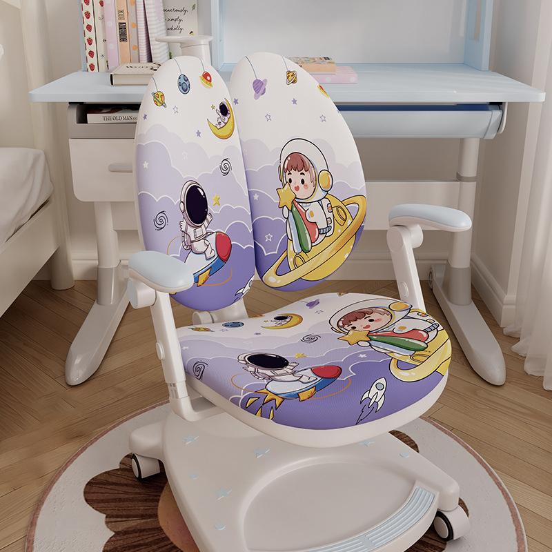 Children Learning Chair Cover Double-back Stretch Elastic Kids Study Computer Chair Slipcover Cartoon Printing Protect Cover