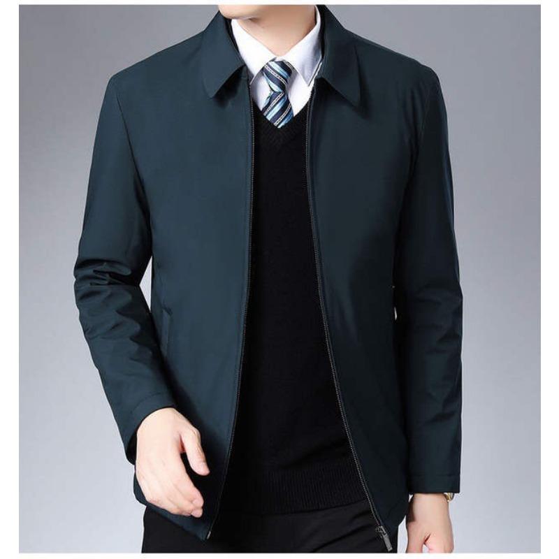 Year Jacket Men's Jacket Spring and Autumn New Business Casual Stand Collar Jacket Thin Style Daddy's Trench Coat Middle-aged and Older