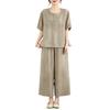 2026 Summer Fashion: Elegant Casual Cotton Linen Two-Piece Set with Wide-Leg Pants