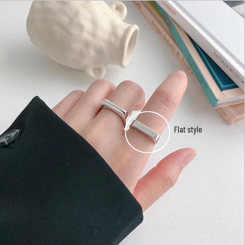 Minimalist Geometric 925 Silver Open Index Finger Ring for Women - European, American, and Korean Style, Simple and Trendy Design.