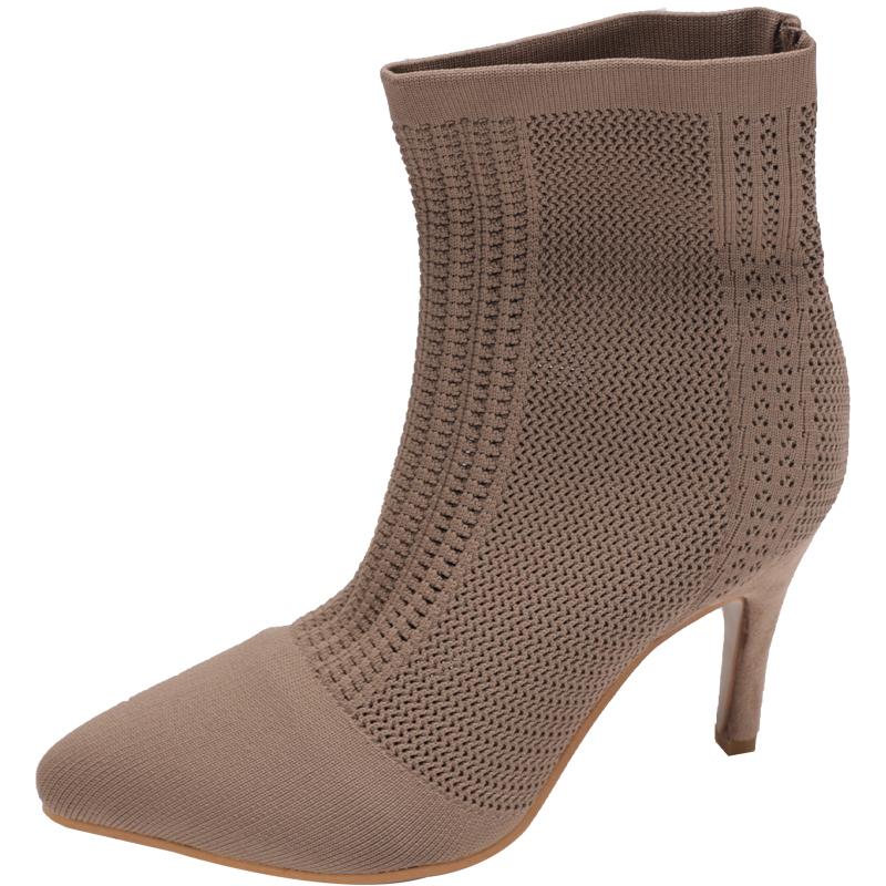 Knitting High Heels Ankle Summer Ladies' Cool Boots Mesh Stiletto Fashion Pointed-toe Women Shoes 2025 Designer Goth Boots Women