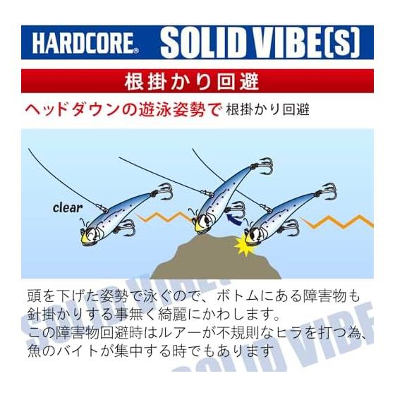 DUEL Hardcore Solid Vibe (S) Vibration (Seabass/Rockfish) 55-85mm 15-35g Root-avoiding Solid Body Lure Wire-through Structure