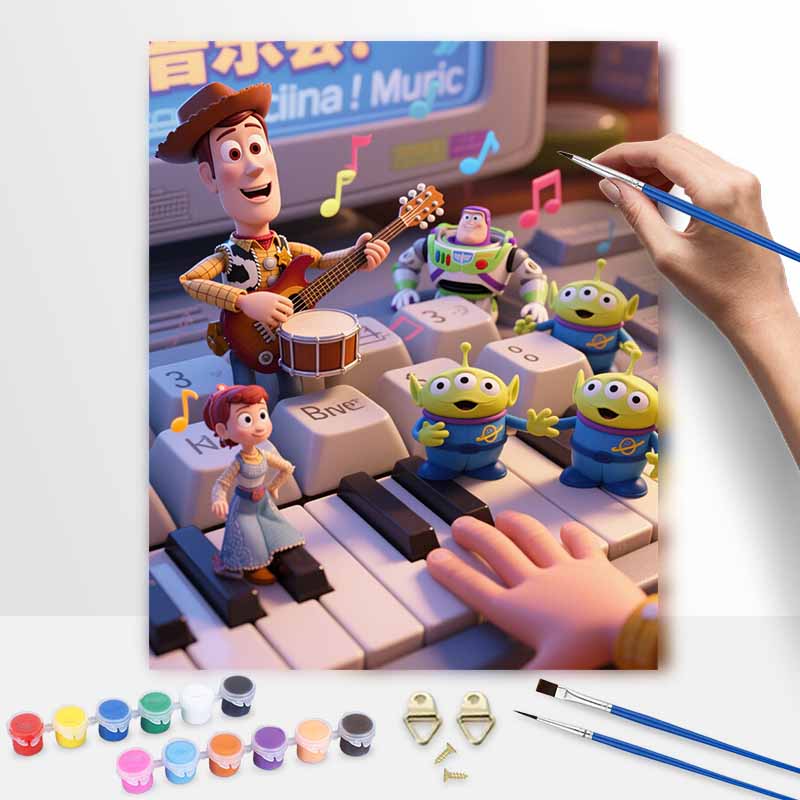 Disney Digital Oil Painting Art Kit Toy Story Music Theme Handmade Coloring Painting Home Decor