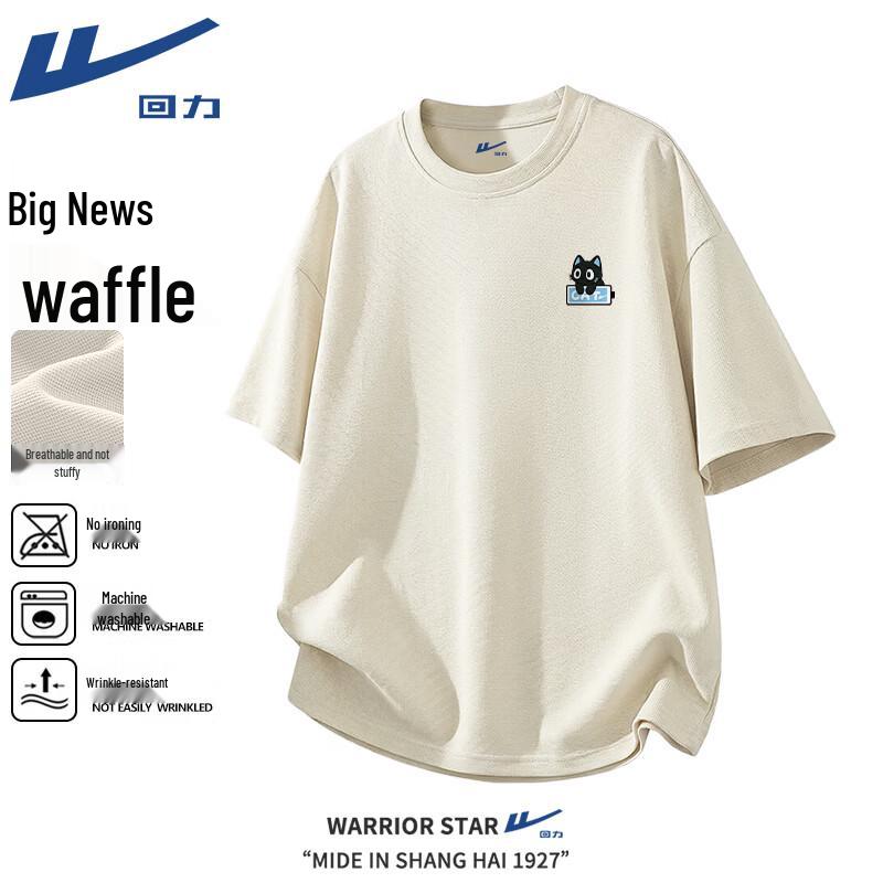 Warrior Unisex Cartoon Print Waffle Knit Short Sleeve T-Shirt XL