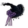 Dark Lolita Costume Accessories Gothic Witch Hat for Women, Style Halloween Accessory, Lightweight Party Outfit Essentials with Lace & Bow, Adjustable