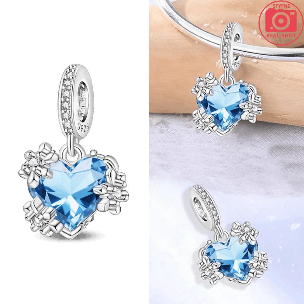 Moon Star Pendant Blue Ice Snow Glass Heart Dolphin Original Copper Beads Fit Bracelet Diy Jewelry Gift Accessory Making