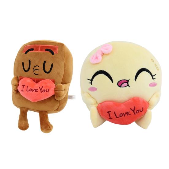 Chocolate Pancake Plush Dolls Cute Cartoon Chocolate Pancake In Love Plushy Dolls Home Decor Plush Toy Gift for Kids Boys Girls