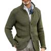 Men's Casual And Trendy Solid-color Warm Sweater Jacket, Men's Long-sleeved Button-up Stand-up Neck Knitted Sweater