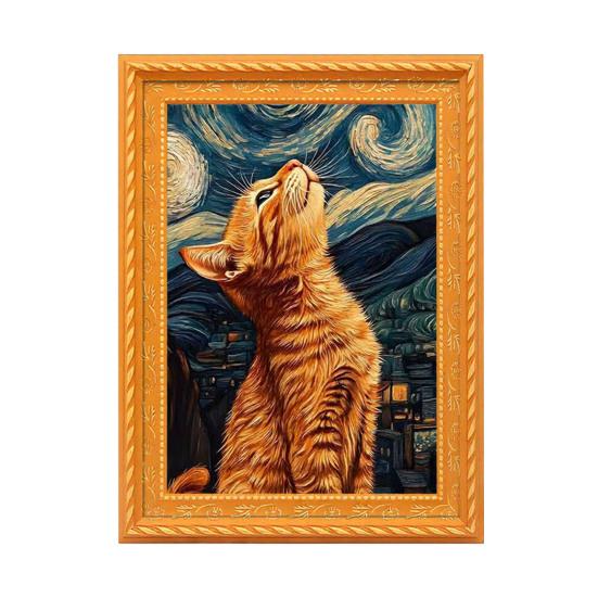 Wooden Frame Cat Refrigerator Magnet Vintage 3D Frame Cat Fridge Magnet Home Kitchen Office Decoration Cat Lover Gift