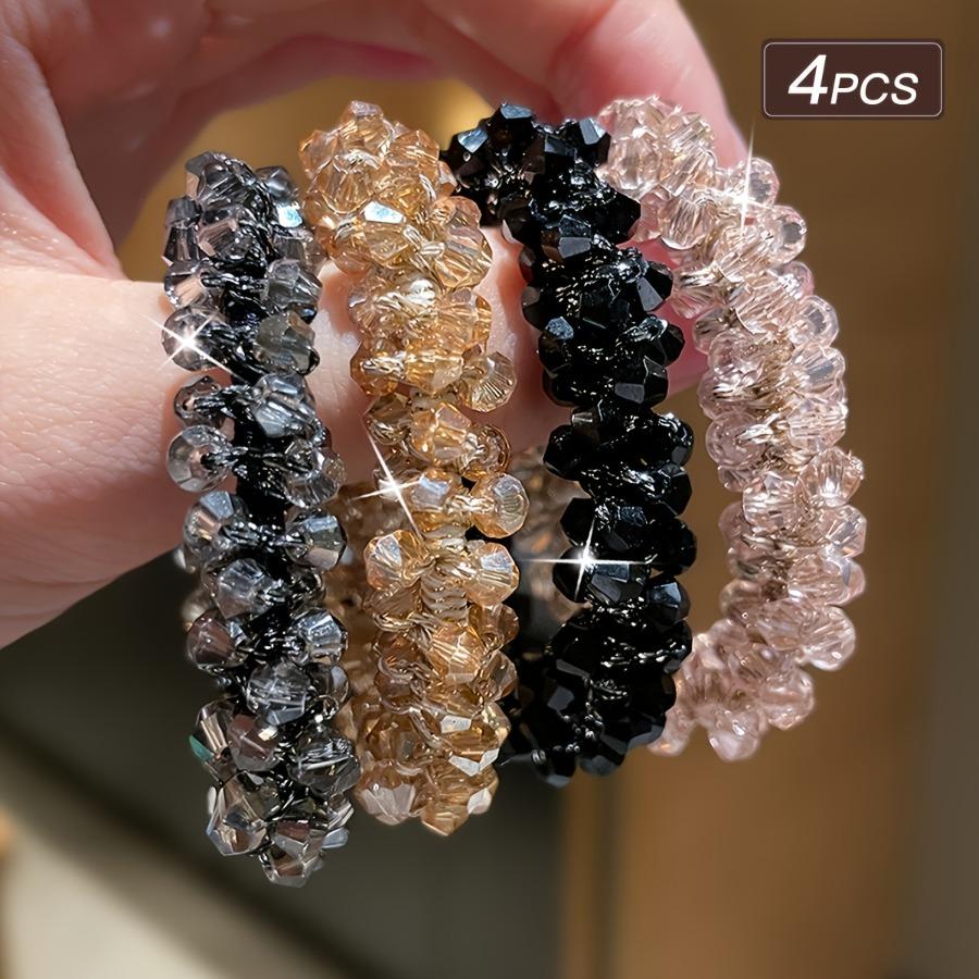 Exquisite and Fashionable Multi-color Rhinestone Hair Ties, Featuring an Elastic Vintage Elegant Design. Highly Elastic and Gentle on Hair