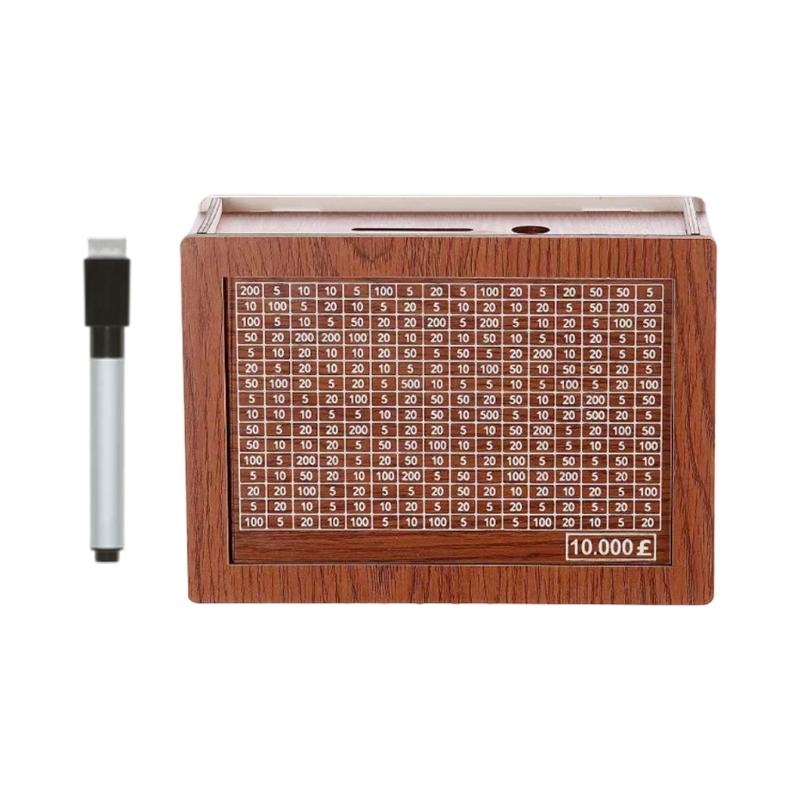 Elegant Wooden Coin Storage Box Organiser With Pound Number Display Function For Kids And Household Use