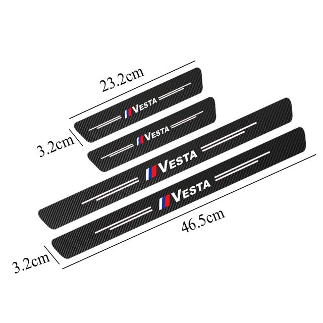 4PCS Carbon Fiber Car Scuff Plate Door Sill Stickers For Lada Vesta Xray Largus Granta NIVA