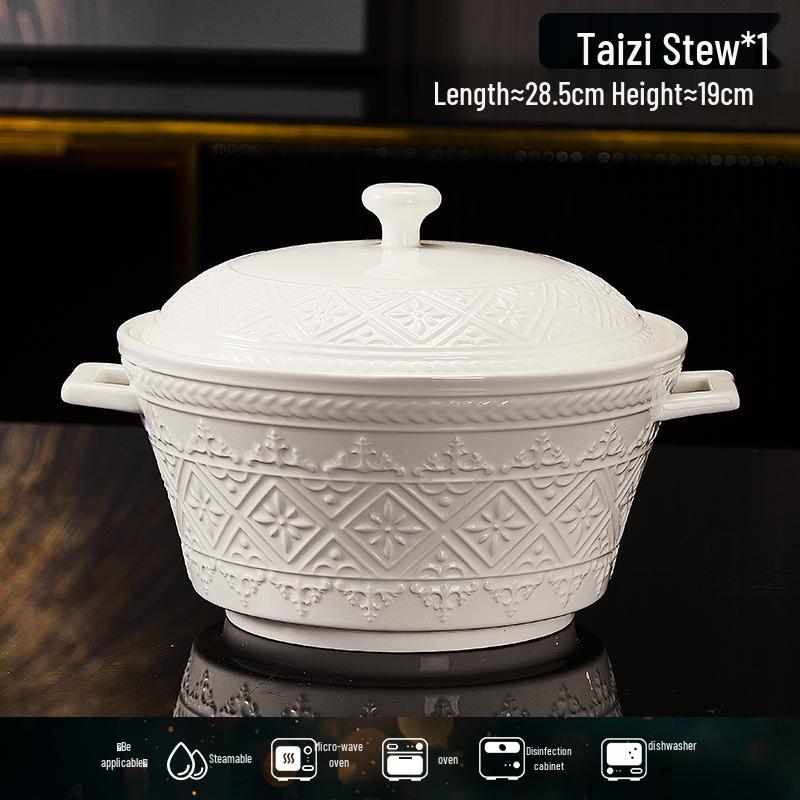 2026 Pure White Embossed Tableware: High-Value Niche Dinner Plate for Home Use