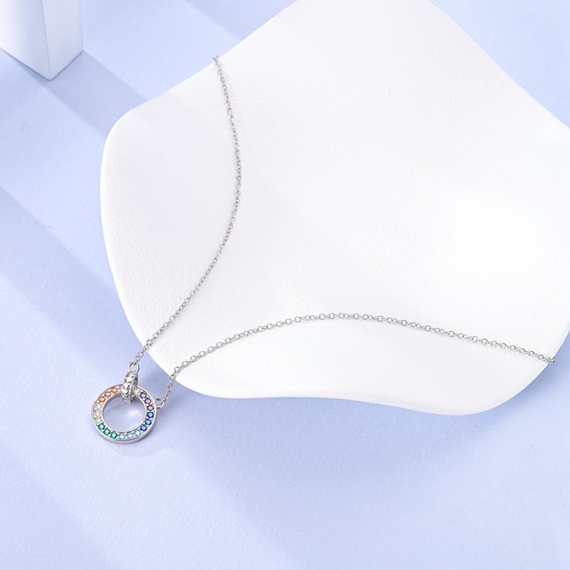 Angel's Wings Feather Necklace 925 Silver Original Blue Eyes Long Chain Link For Mom Women Wedding Party Jewelry Gift