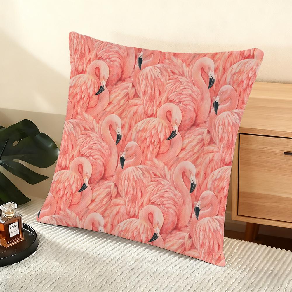 Cool Flamingo Cushion Cover Soft Short Plush Pillow Cover Smooth Cozy Texture Aesthetic Cushion Case Home Decor