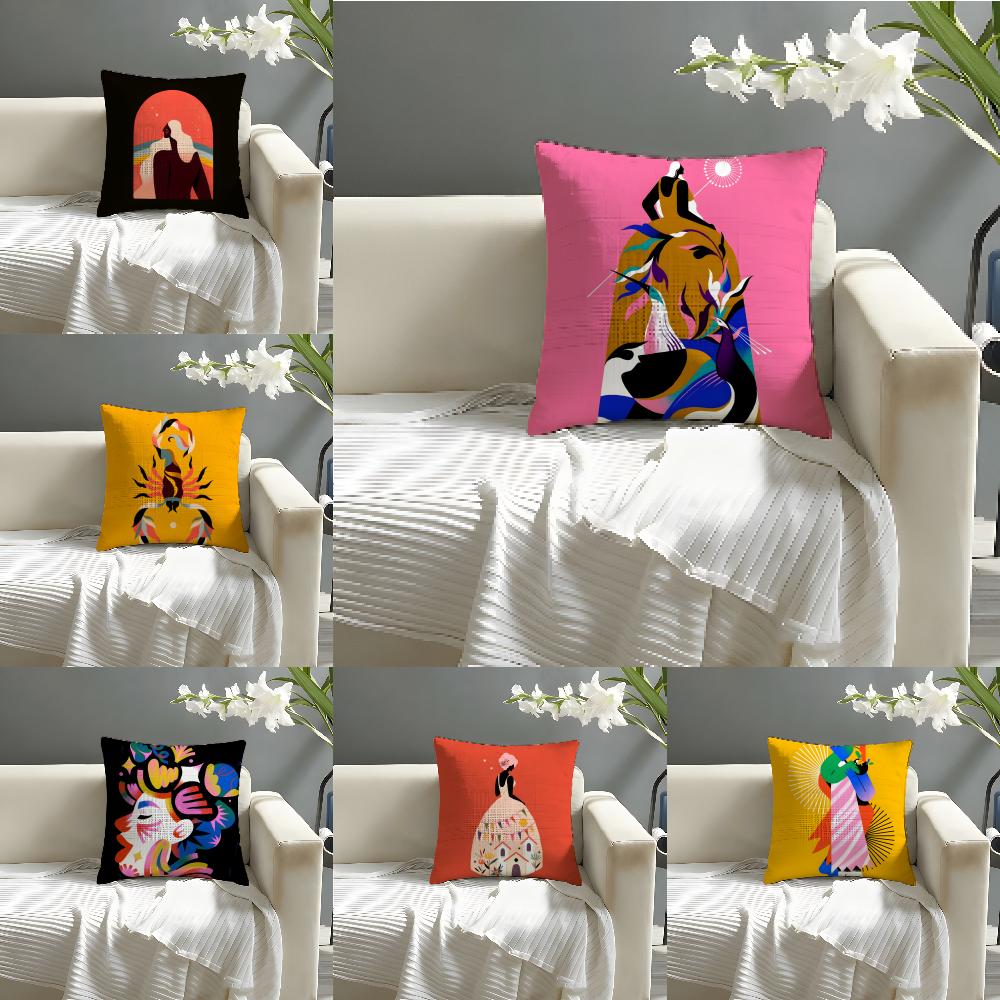 Color Illustrator W-Willian Santiago Art 1 Pillow Case Linen Pillow Case Sofa Home Decor Cushion Cover Cushion Cove