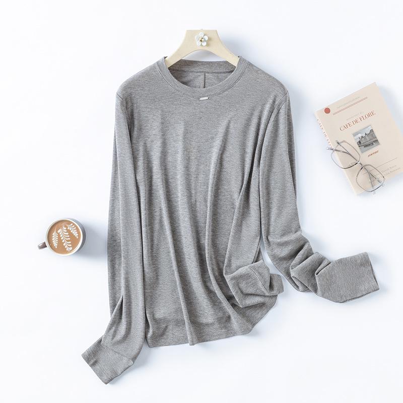 

2025 Puyuan Autumn/Winter Mid-Seam Crew Neck Merino Wool Lyocell Long Sleeve Base Layer Top M