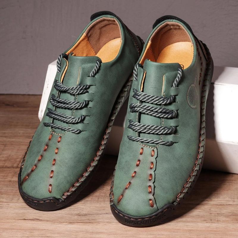Mens Leather Casual Shoes Fashion Lace Up Sneakers Autumn Business Social Loafers Shoes for Men Walking Breathable Running Shoes