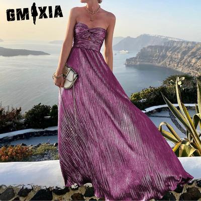 Women's Fashion Summer Spring Solid Color Print Sleeveless One Shoulder High Waist Casual Dresses