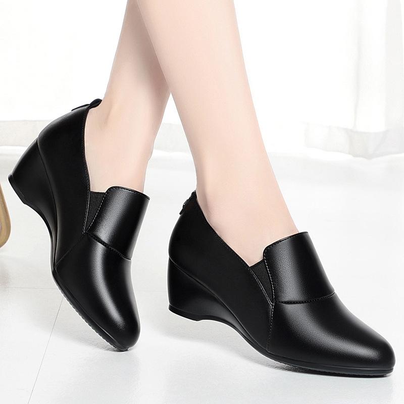 Single shoes women's new women's shoes women's leather shoes waterproof platform work shoes comfortable and versatile mother's s