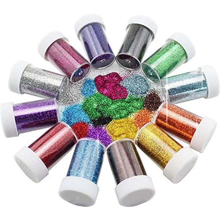 12 Pack Glitter, Glitter Shake Jar, Multi Assorted Set Extra Fine Glitter for Resin Nail Art Crafts Tumbler Scrapbook Making