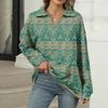 Women's Summer Fashion Casual  Printed V-Neck Long Sleeve Shirt Top