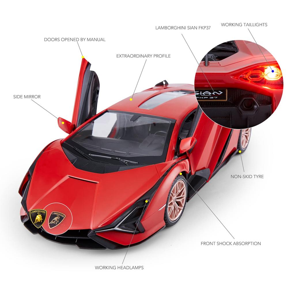 RASTAR Scale Lamborghini RC Manually Openable for Kids 1/14 Sián Car, 2.4GHz Red, Doors,