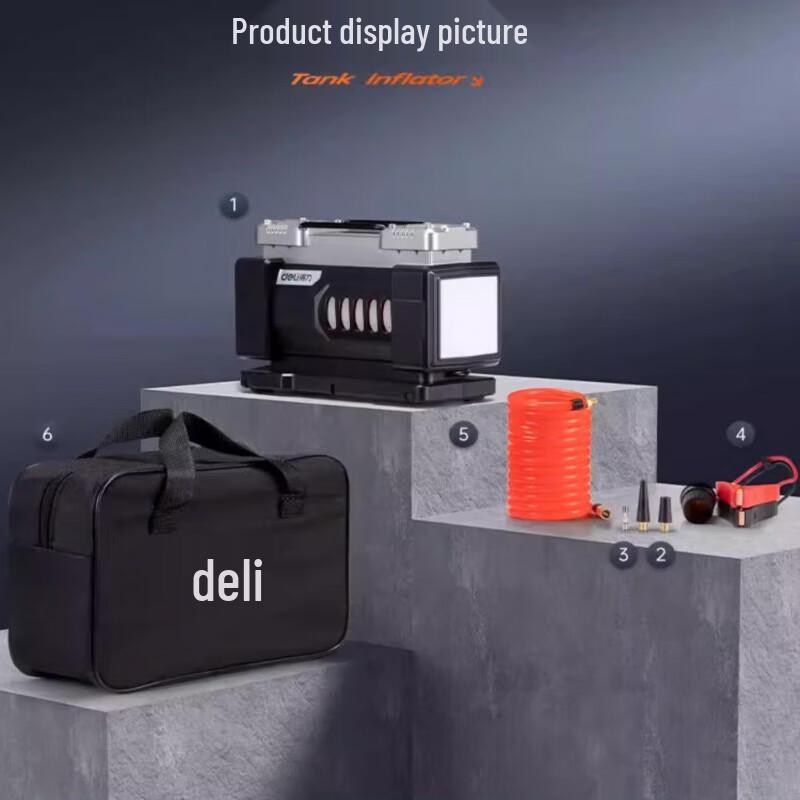 Deli Portable High-Pressure Dual Cylinder Car Air Pump