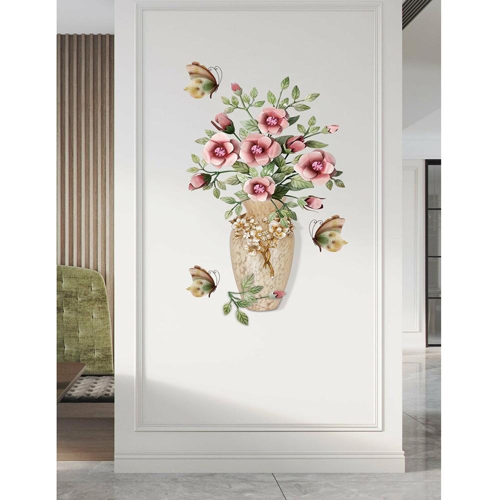 3d Flowers In Vase Self-adhesive Wall Stickers Chinese Style Wall Art For Bedroom Living Room Wall Decoration