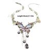 Dazzling Allover Crystal Butterfly Love Charm Necklace Moving Fringe Detailing Clavicle Chain Adjustable Neckchain
